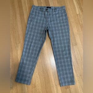 EUC BANANA REPUBLIC SLIM TAPERED FIT GRAY PLAID ANKLE CROP DRESS PANTS 33/30